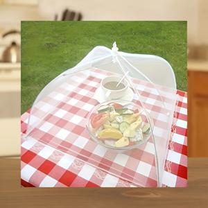 TEMU 대형 팝업 화이트 메쉬 식품 커버 텐트, 파리 괴롭힘에 작별을 고하세요, 이 식사 커버는 완벽한 보안을 제공하며 쉽게 접어서 보관 및 세척할 수 있습니다. 식사를 매우 잘 보호해줍니다. 피크닉, 바베큐 및 파티에 적합합니다