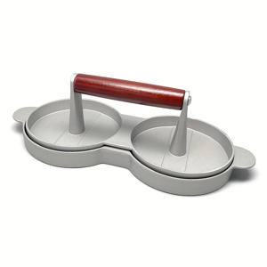 TEMU 버거 & 소시지용 듀얼 홀 그릴 프레스 - 인체공학적 손잡이가 있는 알루미늄 주방용, 균일한 열 분배, BBQ, 그릴, 요리 애호가를 위한 간편한 세척 표면, 야외 요리용 그릴