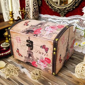 TEMU 1pc 빈티지 파리식 영감을 받은 고전 보관함 - 손수 제작된 나무 보관함, 동전, 보석, 작은 보물 보관함 - 남성과 여성에게 이상적인 크리스마스, 할로윈, 부활절 선물, 보석 상자, 보석 상자