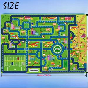 TEMU 1개 800g/m² 차량용 게임 매트/카펫 - 만화 도시 지도가 있는 두꺼운 로드 매트, 어린이 침실/교실에 적합 (미끄럼 방지 뒷면, 변색 방지 및 세탁 가능, 대형 사이즈 150x200cm, 3-8세 적합, 놀이방/할로윈/가을 장식)|지도