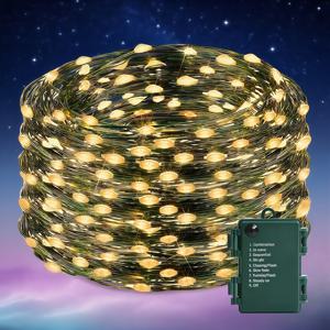 TEMU 최신 업그레이드 다크 그린 구리선 배터리 박스 실버 와이어 램프, 배터리 구동 (배터리 제외), 장식용 조명 스트링, 결혼식, 문, 창문, 크리스마스, 할로윈, 추수감사절, 하누카에 적합 - 실내용