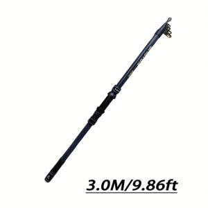 TEMU 슈퍼하드 카본 파이버 롱 쓰로트 로드 - 210-450cm 미디엄 패스트 액션 고감도 낚실판, 대형 코크 핸들 & 조절 가능한 라인 롤러, 초경량 휴대용 텔레스코픽 디자인 (300/360/450cm 모델)|낚시대