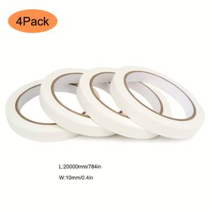 TEMU 4팩 화이트 마스킹 테이프 - 산성 없음, 폭 0.40인치, 총 길이 360피트 - 수채화 용지, 캔버스, 액자, 페인트 및 과슈에 적합 - 곡선 및 정밀 아트 프로젝트에 완벽하며, 수채화 도구, 액자 장식, 매끄러운 접착 마감에 이상적입니다.
