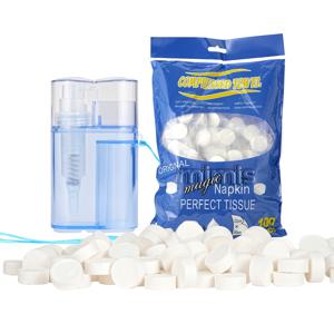 TEMU 휴대용 압축 타월 & 가습기 세트 – 100장 압축 페이스 타월과 미니 일회용 코인 티슈 – 여행자, 캠핑족, 운동선수에게 이상적