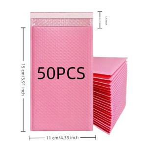 TEMU 50개 핑크 버블 메일러 봉투, 자체 밀봉 방수 포장용 – 할로윈, 추수감사절, 어머니날, 아버지날 & 생일 선물에 이상적 – 보석류, 책, 휴대폰 등 빠른 배송 솔루션