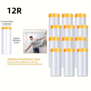 TEMU 12롤 방수 PVC 화가 테이프 - 헤비듀티, 먼지방지 및 안티시프트 마스킹 필름, 자동차 페인팅, 홈 리노베이션, 가구 개조용 | 다중 사이즈, 프레스 없는 디자인, 전문가급, 적용이 쉬운, 페인트 보호 테이프 | 매끄러운 외관 | 내구성 있는 접착 테이프