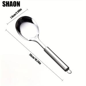 TEMU SHAON 스테인리스 스틸 대형 서빙 스푼, 밥 스푼, 긴 손잡이 수프 스푼, 조리된 혼합 스톡, 면, 밥 수프 서빙용 주방용품. 내구성이 뛰어난 서빙 스푼, 연회, 뷔페, 가정 요리 및 레스토랑에 적합.
