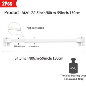 TEMU 2개 세트 텔레스코픽 텐션 로드 + 5개 접착식 플라스틱 지지대 + 7가지 모양의 나사 4개, 무드릴 커튼 액세서리, 가정용 욕실 등에 적합