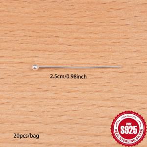 TEMU 20개/봉지 (스탬프 없는 S925 라운드 비드 구슬, 볼 니들, DIY 액세서리 핸드메이드 핀, 주얼리 만들기 재료)