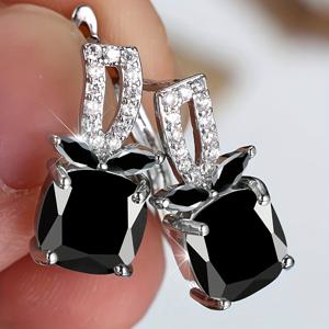 TEMU 일상 파티 및 모임에 적합한 사각 블랙 합성 지르코니아 귀걸이 한 쌍, 여자친구를 위한 선물.