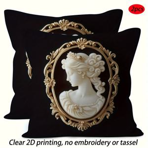 TEMU 2개 세트 우아한 바로크 스타일 베개 커버 - 가벼운 내구성 폴리에스터, 지퍼 잠금, 단면 프린트, 무충전, 기계 세탁 가능 - 소파 및 침실 장식용, 바로크 스타일 홈 액센트, 베개, 침실 액세서리, 고급 프린트, 매끄러운 질감, 클래식 디자인, 고품질 인쇄, 핸드메이드 터치, 무선 작동, 스타일리시한 추가품