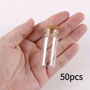 TEMU 코르크가 달린 미니 유리 병 50개입 | 미술 공예 및 파티 장식을 위한 10ml 유리 병, 클래식 스타일, 손세척만 가능