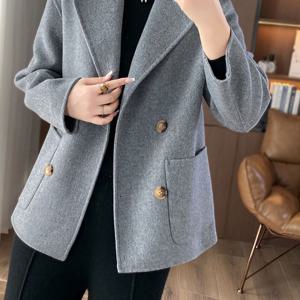 TEMU 여성용 숏 코트 가을 겨울 루즈핏 아우터 오프시즌 슈트 칼라 코트 트렌드