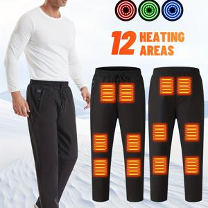 TEMU 남성 및 여성용 TODWARM USB 전원 가열 바지 - 7.4V, 12단계 조절 가능한 열 구역, 끈 허리, 루즈핏, 폴리에스터 - 겨울 야외 활동 및 캐주얼 착용에 이상적 (배터리 미포함), 겨울 야외 장비 | 스포티한 디자인 | 기능성 의류