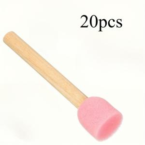 TEMU 20개 생생한 핑크색 원형 스펀지 페인트 스탬프, 나무 손잡이 포함 - 공예 및 색칠에 이상적, 예술 프로젝트용 컬러풀 버섯 머리 디자인