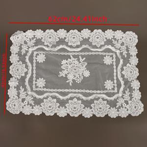 TEMU 우아한 화이트 플로럴 레이스 자수 도일리 - 빈티지 영감 폴리에스테르 테이블 매트, 침대 옆 & 캐비닛 장식, 태슬 디테일이 있는 커피 테이블 커버 - 손세탁 전용, 테이블 장식