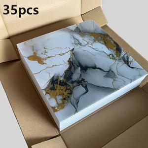 TEMU 11.8*11.8인치 마블 효과 벽 타일 스티커 35개입 - 방수 PVC, 재단 및 제거 가능, 거실, 욕실, 복도, 계단, 주방, 사무실 및 기숙사에 적합.