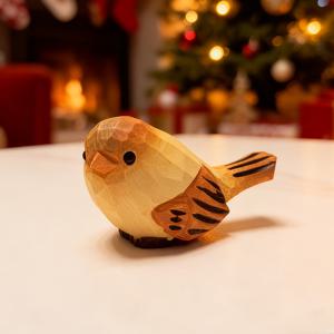TEMU 손으로 만든 나무 새 조각품, 오렌지 비크와 검은 눈이 있는 귀여운 텍스처, 자연을 영감으로 한 디자인, 집, 정원, 결혼식 장식, 휴일 전시회, 크리스마스, 할로윈 장식, 가을 집 장식 수집품 조각품