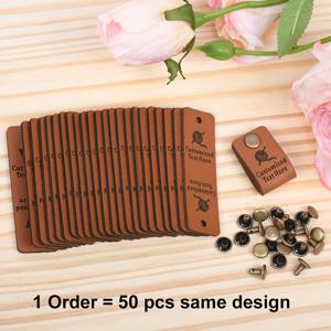 TEMU 50개 메탈 아이렛과 스크루가 있는 맞춤형 인조 가죽 태그 - 직사각형 모서리 브라운 크래프트 라벨, 니트 프로젝트, 지갑, 청바지, 가방용