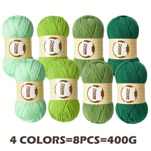 TEMU 예쁜 털실 공 8개 세트, 100% 아크릴, 총 중량 400g, 손뜨개 공예용, DIY 지갑 수제용, 부드럽고 밝은 베이지색 친화적인 코바늘 스카프, 스웨터, 숄, 코트, 담요, DIY 재료 팩, DIY 지갑 제작용