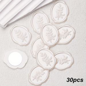 TEMU 30개 우아한 가지 & 잎 왁스 씰 스티커 - 자체 접착, 재사용 가능한 타원형 플라스틱 씰, 초대장, 장식, 저널, 책상 장식용 - 실내/외부 사용, 졸업 선물, 예술적인 벽 장식, 장식용 씰 | 자연 영감 디자인 | 매트 마감, 왁스 씰 스탬프