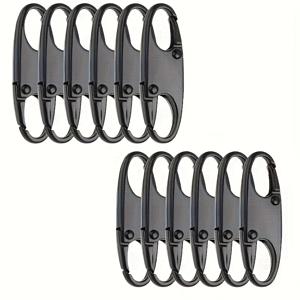TEMU 10개입 소형 도난 방지 지퍼 클립, 등반 버클, 조절 가능한 S자형 스프링 후크 - 튼튼한 알루미늄 합금, 야외 여행용, 배터리 없음