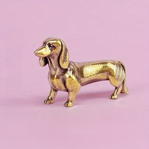 TEMU 1개 빈티지 황동 닥스훈트 조각상 - 고급 황동 금속 개 조각상, 앤티크 스타일 수집용 미니어처 닥스훈트 강아지/개 장식, 선반, 탁상용 - 애완동물 애호가 및 수집가를 위한 이상적인 선물