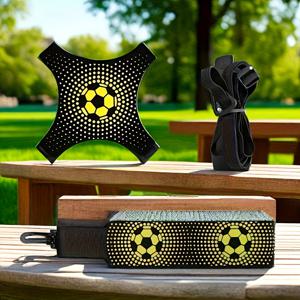 TEMU 블랙 스타 패턴이 있는 노란색 축구 트레이닝 보드 - 정확도 및 볼 컨트롤 향상을 위한 내구성 있는 축구공, 청소년 및 성인용 휴대 가능한 핸드헬드 디자인, 솔로 연습용, 골키퍼 액세서리, 튼튼한 구조, 골키퍼 장비