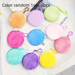 TEMU 미니 동전 가방 세트, 멀티 컬러 소형 지퍼 보관 가방, 캐주얼 스타일, 꽃 디자인, 여성 선물, 웨딩 파티 및 졸업 시즌 액세서리