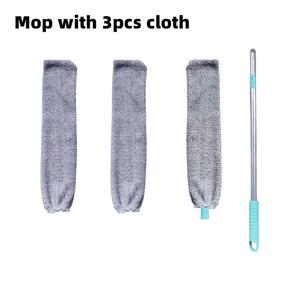 TEMU 3개 교체 헤드가 있는 접이식 먼지 브러시 - 유연한 브러시 모, 청록색 손잡이, 배터리 불필요, 가구 밑, 자동차, 야외 사용, 침실, 거실용