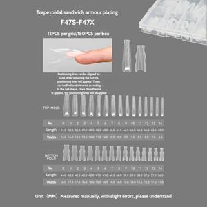 TEMU 180개/박스 샌드위치 네일 팁, 혁신적인 디자인과 중간층 성형으로 연장 가능, 오벌과 롱 스틸레토 프레스온 네일 팁, 전문가용 네일 아트 도구 키트, 보관함 포함 풀 사이즈, 얇은 디자인, 내구성 있는 연장 몰드, 전문 네일 도구 세트, 롱 스틸레토와 아몬드 네일 연장에 적합, 여성용 네일 아트 키트