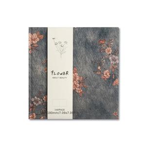 TEMU 160페이지 실크 패브릭 커버 스케치북, 예술적인 레트로 스타일의 드로잉 및 스케치용 빈 노트북, 18cm 정사각형 두꺼운 저널