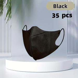 TEMU 35개입 (여성용 마스크 호환) - 3D 콘 디자인 & 3겹 비필터 일회용 숨쉬기 편한 마스크 - 위생을 위한 개별포장 - 남녀공용, 일상용, 대중교통용 (비-)|마스크|KF94마스크