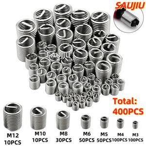 TEMU 400개 304 스테인리스 스틸 헬리코일 나사 수리 키트 (M3 M4 M5 M6 M8 M10 M12) - 고강도 와이어 스레드 인서트, 완전 커버리지 및 내마모성, 자동차 및 기계 공구용 엔진 나사 복원 도구