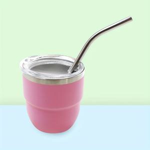 TEMU 1개의 미니 빨대 컵, 4oz, 304 스테인리스 스틸, 휴대용 야외 음료 컵, 간편한 그랩앤고, 세척 가능, 조립 불필요, 흰색, 분홍색, 주황색 제공 - 캠핑 및 식사에 이상적