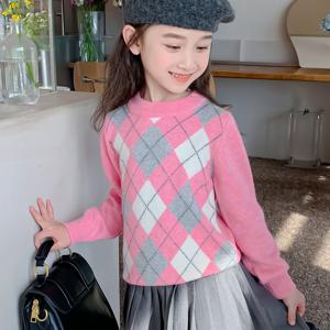 TEMU 여아용 신상 겨울 , 스타일리시한 기모 안감 니트 상의, 트렌디한 가을/겨울 아기 의류.