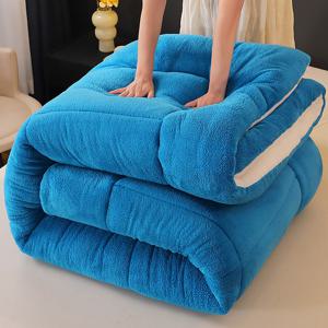 TEMU 1개 두꺼운 부드러운 플러시 이불 - 플러시 겨울 이불, 부드럽고 편안함, 세탁기 사용 가능, 사계절 이불, 모던 & 컨트리 스타일 침실에 적합, 러스틱 스타일 장식, 플러시 질감, 완벽한 선물