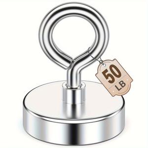 TEMU 네오디뮴 자석 벽걸이 후크 - 강력 자석 낚시 도구, 최대 500파운드 지지, 드릴 설치 불필요, 자성 끌어오림, 차고, 작업장 및 작업장 액세서리에 적합, 내구성 있는 구조.