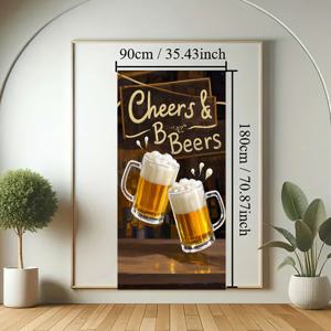 TEMU 1pc 바바리아 맥주 축제 도어 배너 - 35x70 인치 뮌헨 옥토버페스트 파티 장식, 내구성 있는 폴리에스테르, 칭찬 및 맥주 디자인, 거품이 이는 컵 그래픽, 실내/실외 가정 및 장소 장식에 이상적, 맥주 장식