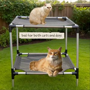 TEMU 고양이용 펫 해먹, 통기성 좋고 시원한 수면 침대, 싱글 또는 다층 고양이 침대로 사용 가능, 튼튼한 스테인리스 스틸 프레임과 내구성 있는 메시 원단 특징.