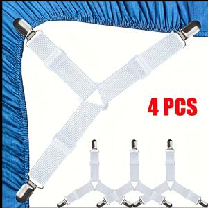 TEMU 조절 가능한 탄성 침대 시트 스트랩과 투명 클립 - 미끄럼 방지 나일론 고정장치로 침구 및 소파 쿠션 고정, 청소 용이, 블랙 & 화이트, 침구 액세서리, 쿠션 고정, 세련된 디자인, 내구성 있는 고정장치, 쿠션 홀더, 디자인, 견고한 구조, 홈 오거나이저|쇼파쿠션|쇼파침대