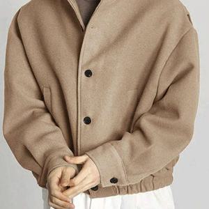 TEMU 남성 캐주얼 다용도 재킷 | 가을/겨울 스트리트 스타일, 데일리 아웃도어, 버튼 클로저, 만다린 칼라, 단색, 안감 없음, 약간의 스트레치 원단