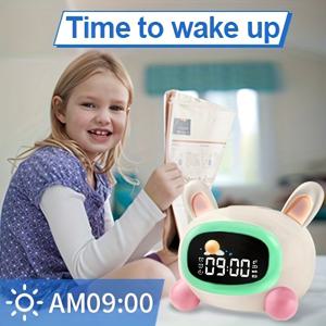 TEMU USB 충전식 듀얼 알람 시계 (컬러풀 야간 조명 & 화이트 노이즈) - 귀여운 토끼 모양 디지털 디스플레이, 배터리, USB 충전식, 할로윈 & 크리스마스 완벽한 선물, 침실 장식에 이상적, 귀여운 알람 시계