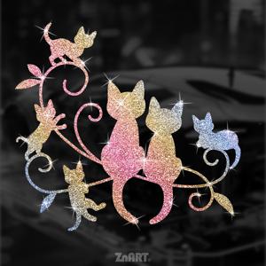 TEMU 1pc ZN Art 귀여운 글리터 고양이 비닐 스티커 - 눈에 반짝이는 눈, 비정상적인 모양으로 자동차, 트럭, , 자전거, 노트북, 창유리 - 긁힘 감추기 및 눈에 띄는 디자인, 고양이 액세서리, 자전거 장식, 우아한 디자인, 쉽게 적용할 수 있습니다.