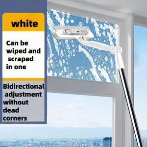 TEMU 46인치 긴 손잡이의 전문가용 유리 브러쉬와 스퀴지, 창문 및 자동차 유리용 실내외 사용을 위해 설계된 이 듀얼 목적 창문 청소 세트는 유연한 헤드를 특징으로 합니다.