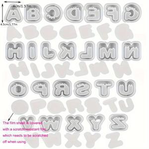 TEMU 26피스 DIY 주얼리 제작용 레진 캐스팅 몰드, A-Z 알파벳 키체인 참 실리콘 몰드, 별과 비즈 디자인, 고품질 그라데이션 컬러 레진 공예 몰드, 액세서리 및 키체인용