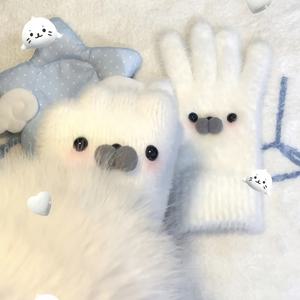 TEMU 2025년 가을/겨울 신상 플러시 귀여운 동물 장갑, 일본 스타일 따뜻한 전지 방풍 및 방한 남녀 공용 장갑, 야외 스포츠 및 일상 사용에 적합, 해외 , 남성용 겨울 장갑, 보온 장갑