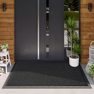 TEMU PVC 고무 도어매트, 탄성 메쉬가 있는 미끄럼 방지 환영 매트, 실내 및 실외 사용에 적합, 손세탁만 가능, 가정 및 상업 공간에 다용도로 사용할 수 있는 다양한 크기 제공
