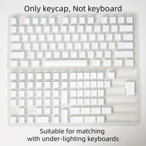TEMU 사이드 조각이 있는 반투명 키캡, 순백색 및 검은색으로 제공, 체리 , 시스루 캐릭터 특징, PBT 재질로 제작, 주입 몰드, 하단 조명 위치의 키보드에 적합, 6.25U 공간 및