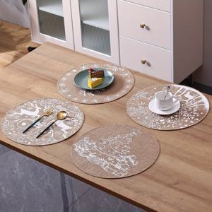TEMU 4개 세트 원형 식탁 매트, 겨울 새 디자인 옵션 포함, 세탁 가능한 테이블 매트, 일상용 주방 액세서리, 레스토랑/축제/호텔/파티용 냅킨, 테이블 장식